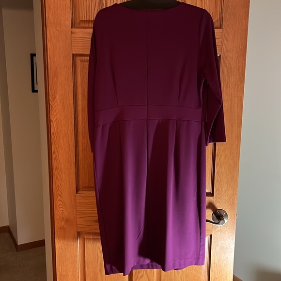 Lands End Knit 3/4” Sleeve wine colored dress - Picture 2 of 5